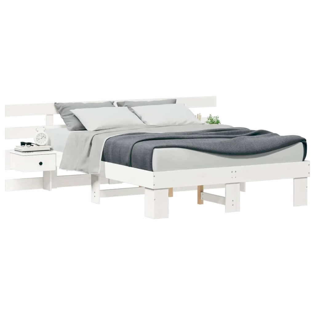 Struttura del letto-Giroletto-Rete del Letto Bianco 135 x 190 cm Pino massello 503250