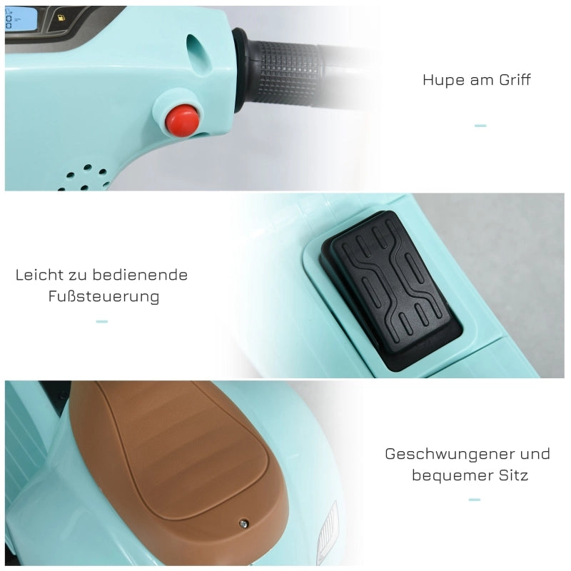 Monopattino/motocicletta per bambini VESPA, 1,5-3 anni, in metallo, blu-verde
