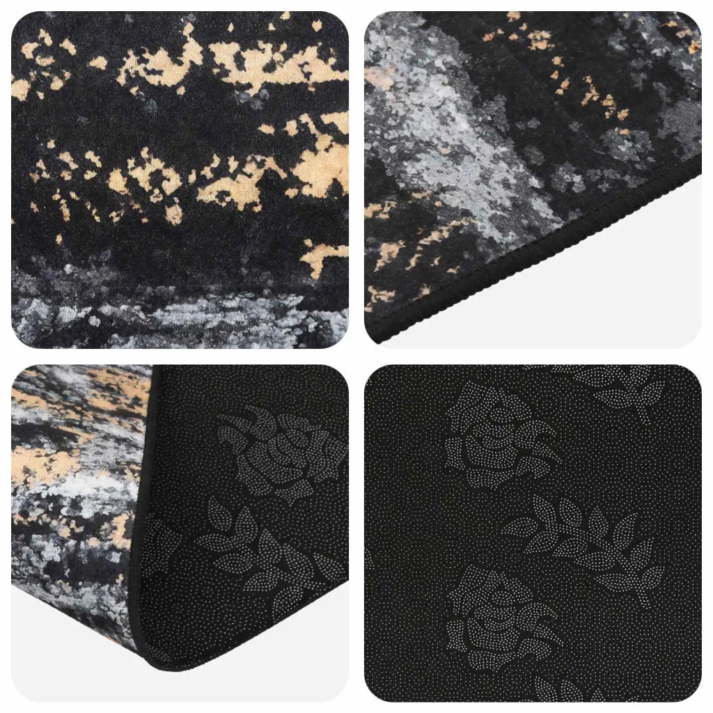 Runner Tappeto LESAKA Nero e Oro 50 x 100 cm Velluto diamante 42045287