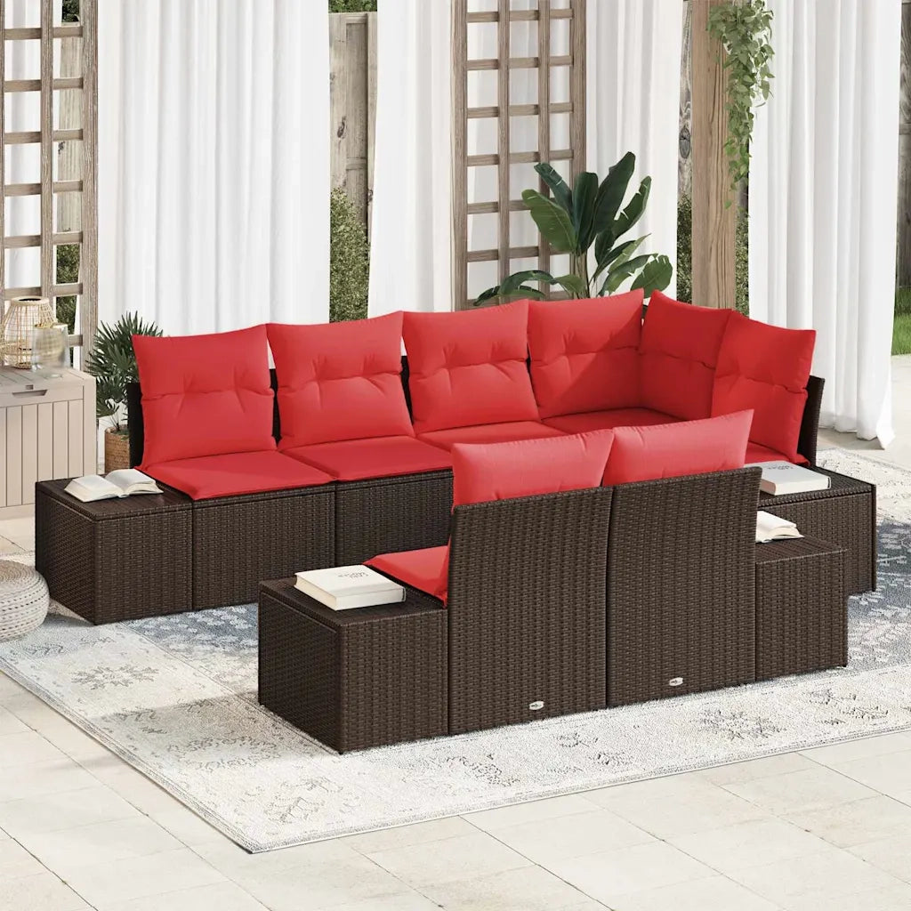 Set Divano da Giardino con cuscino 7 pcs Marrone polyrattan 3347104