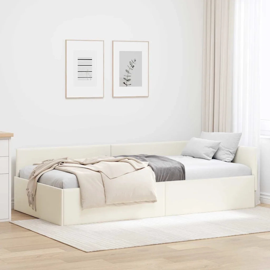 Cornice del letto ad angolo Crema 80 cm x 200 cm Velluto