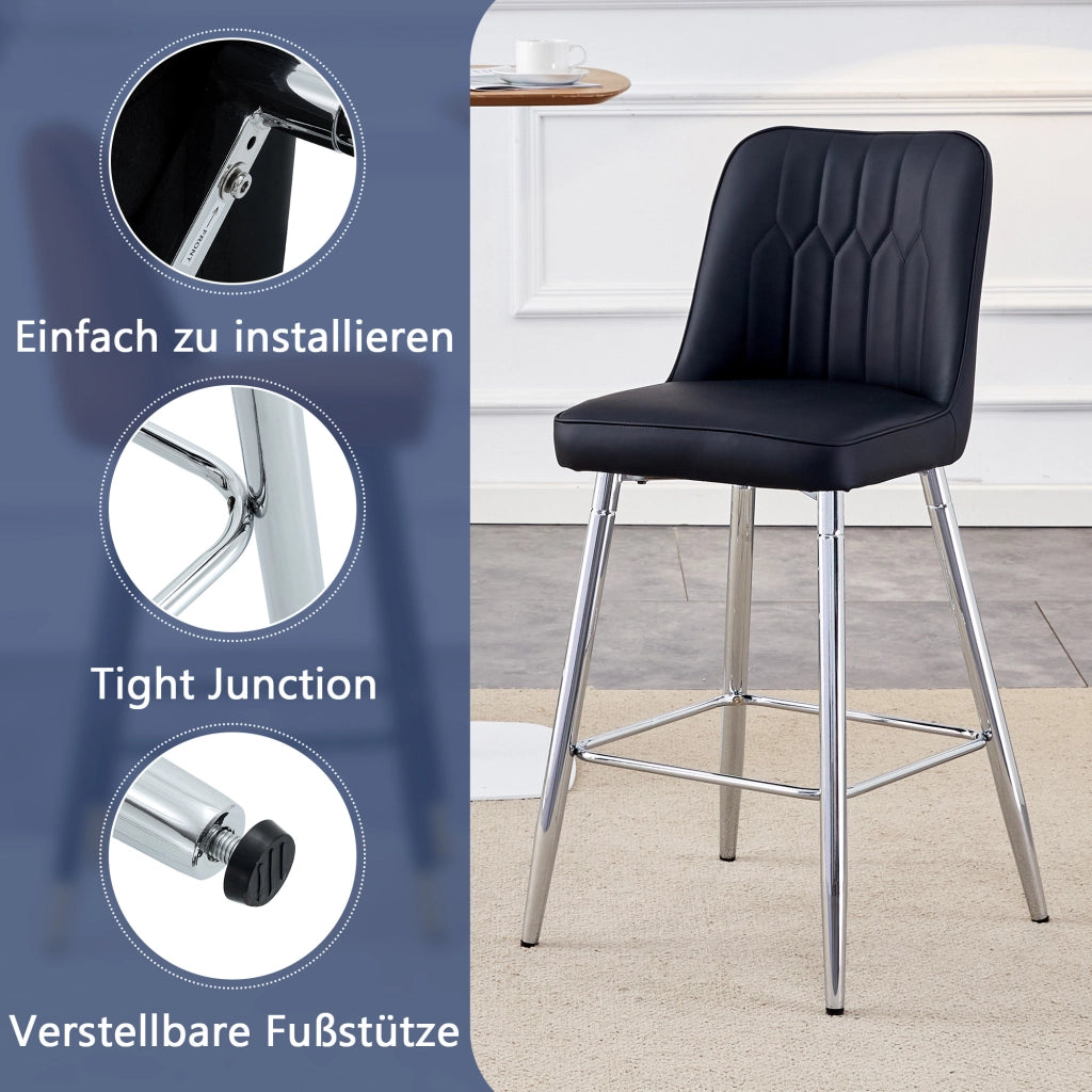 SGABELLO DA BAR Set da 2 pezzi 100 cm PU nero/metallo argento