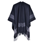 Sciarpa grande da donna a doppio lato lavorata a maglia, mantella/cappotto caldo in cashmere a quadri semplici