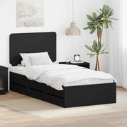 Struttura del letto-Giroletto Nero 90 x 200 cm Legno Ingegnerizzato 428298