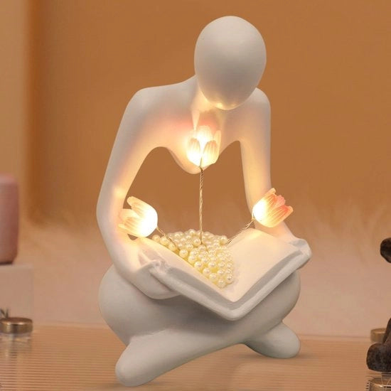 Lampada LED a forma di tulipani - decorativa - per libreria - per soggiorno - alimentata a batterie - progettata artisticamente - a forma di tulipani