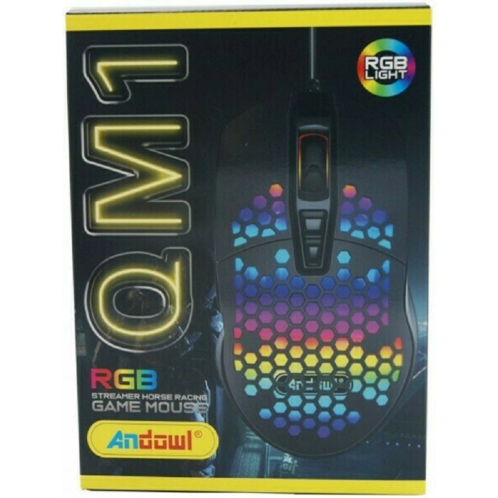 Trade Shop - Mouse Da Gioco Cablato Usb Macro Definition 7 Tasti Programmabile Luce Rgb Qm1 -