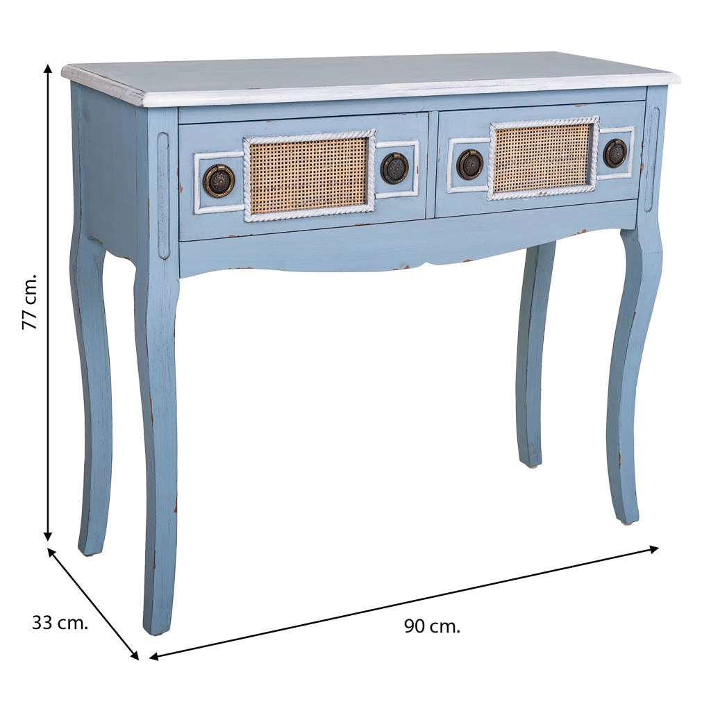 Mobile da ingresso in legno blu 90x33x77h