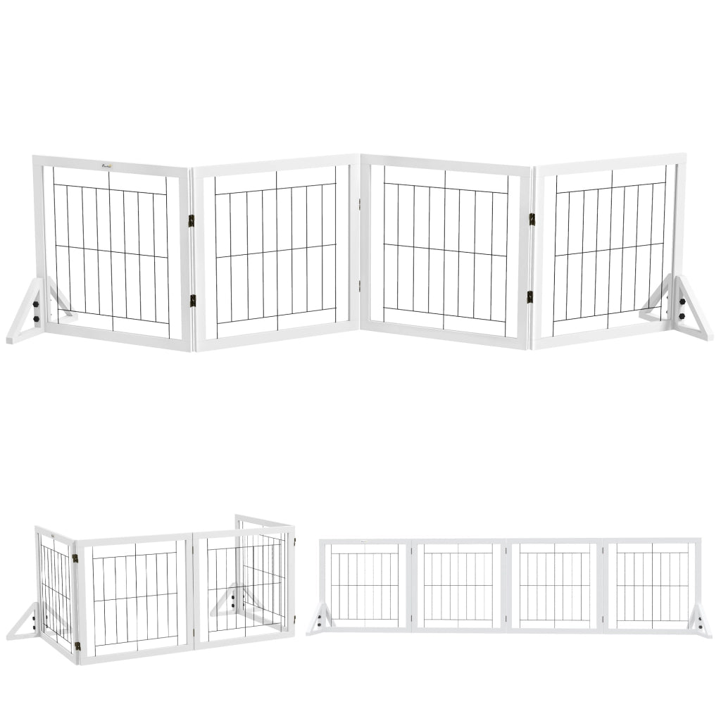 Cancelletto Pieghevole per Cani 4 Pannelli ¨C Xylo ¨C Bianco 280x70 cm