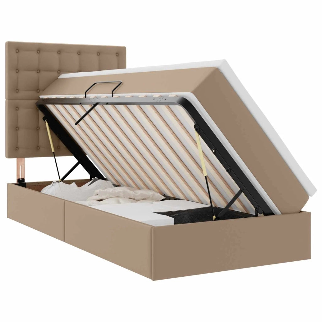 Letto con contenitore e LED con led Cappuccino 100 x 200 cm