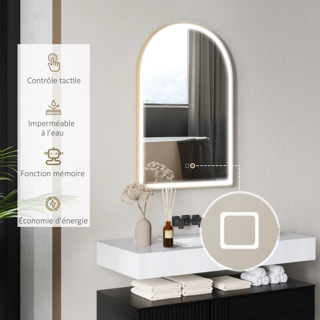 Specchio LED da Bagno ¨C zephmum ¨C Bianco, Alluminio, 90x60cm