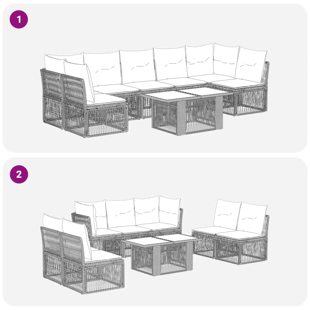 Set Divano da Giardino 7 pz Beige polyrattan 3436443