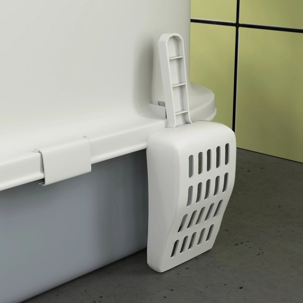 Lettiera Chiusa per Gatti ¨C Xylo ¨C Ingresso Frontale, Uscita Superiore, Cassetto Estraibile, 40,5x52,5x42,5 cm, Bianco e Grigio
