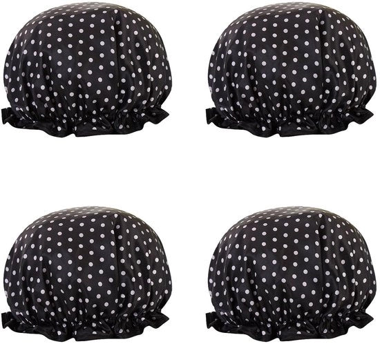 Set di Douchemutsen da 4 pezzi - Bambini da bagno impermeabili - Douchemutsen riutilizzabili - Protezioni capelli a doppia strato - Uomo/Donna - fino a 27 cm di diametro - Douchemutsen da bagno
