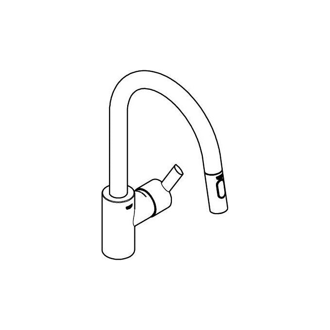 Grohe 31486001 Feel Miscelatore Monocomando Lavello Doccetta Estraibile 2 Getti Monoforo Bocca Girevole 360° colore Cromo
