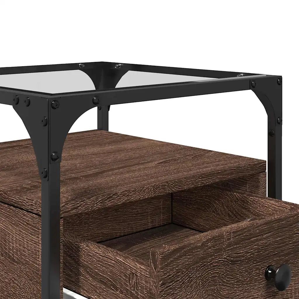 Set di 2 Comodini | Armadio da Notte | Mobiletto da notte Rovere Marrone 40x40x55 cm in Legno Multistrato