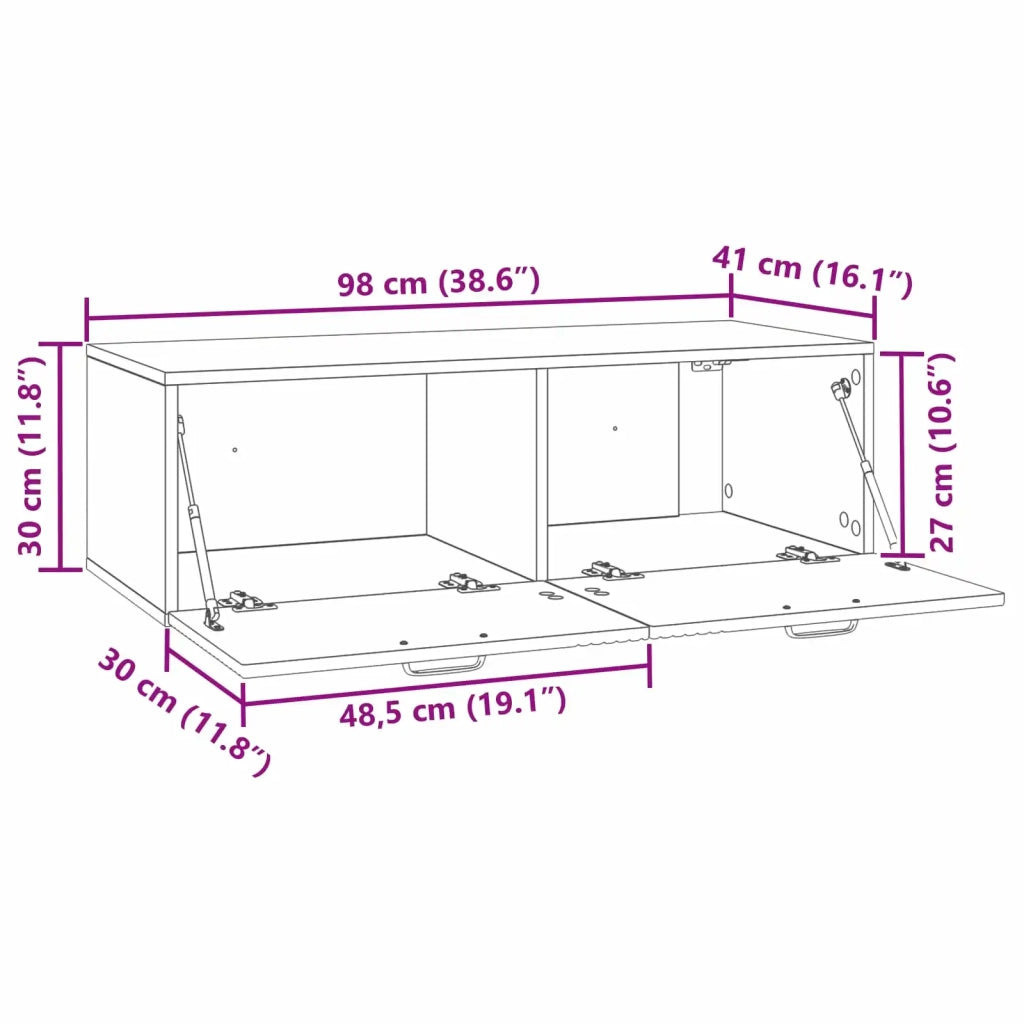 Mobile TV da Muro | Armadietto TV | Mobile Porta TV Legno antico 98 x 41 x 30 cm