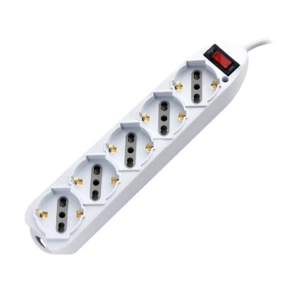 Multipresa 5 posti 10-16a-schuko con interruttore bianca e cavo da 3m