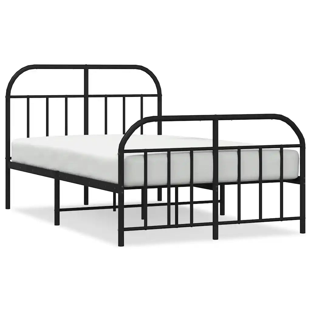 Giroletto con Testiera e Pediera-Struttura Letto Metallo Nero 120x190 cm 485836