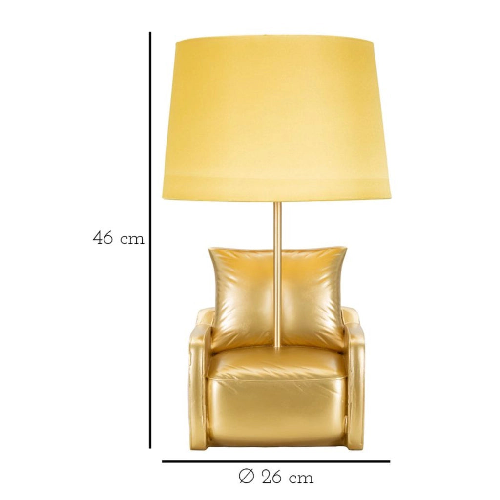 Lampada da Tavolo Poltrona, Oro, Poliresina, 26x26x46 cm