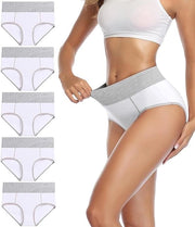 5 pacchi di slip per donna comodi, alta cintura slip, slip di cotone spesso per il sollevamento delle anche e il sottopondo della vita, Bianco