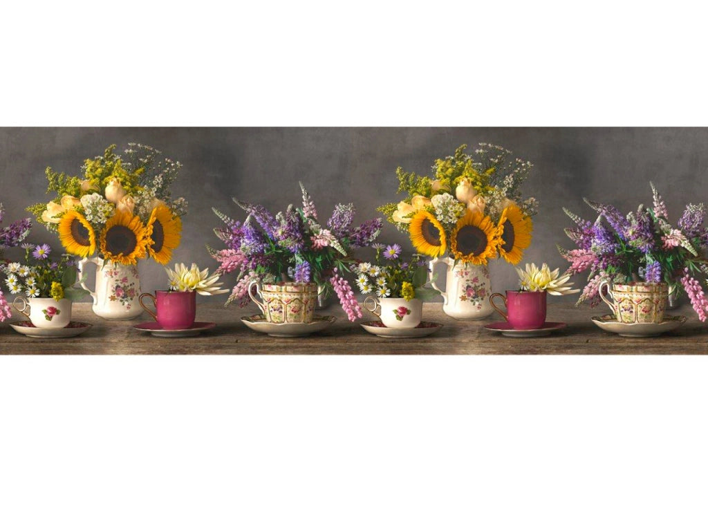 Tappeto Passatoia Cucina Antiscivolo Con Stampa Digitale Dis. Vasi Girasoli 350 - 50x320 - Girasoli