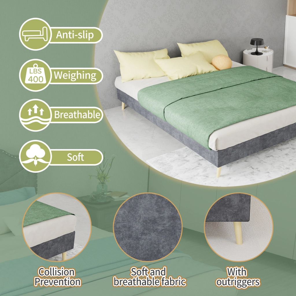 letto tessuto e metallo grigio 140 x 200 cm