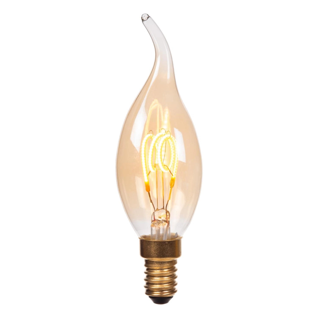 Lampadina LED filamento E14 ambra fiamma 3W Lucide