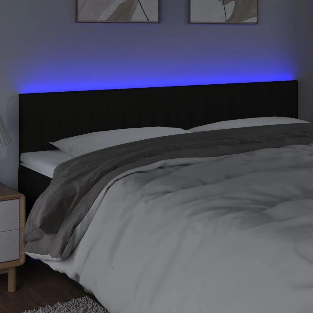 Testiera | Testata a LED Nera 200x5x78/88 cm in Tessuto
