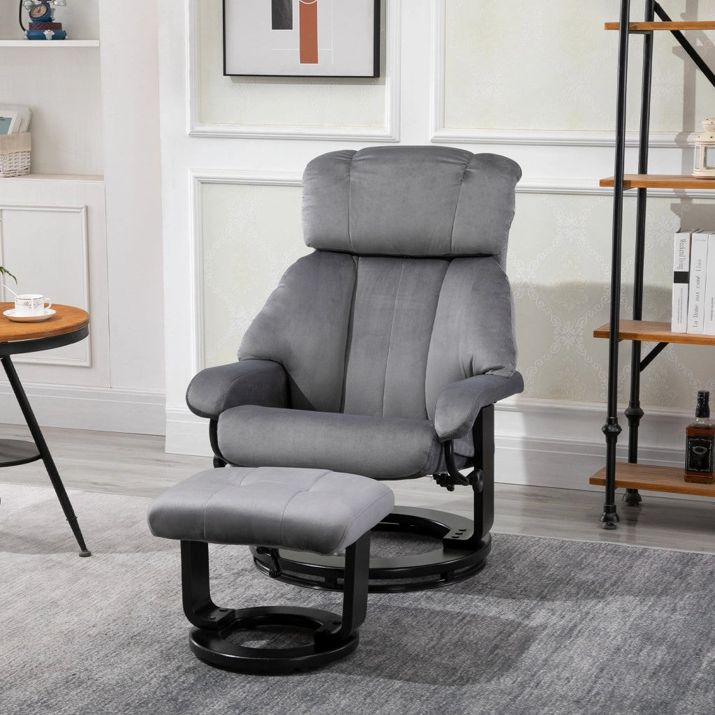 Poltrona Relax con Poggiapiedi ¨C Xylo ¨C Reclinabile Massaggiante Girevole Tessuto Velluto Grigio