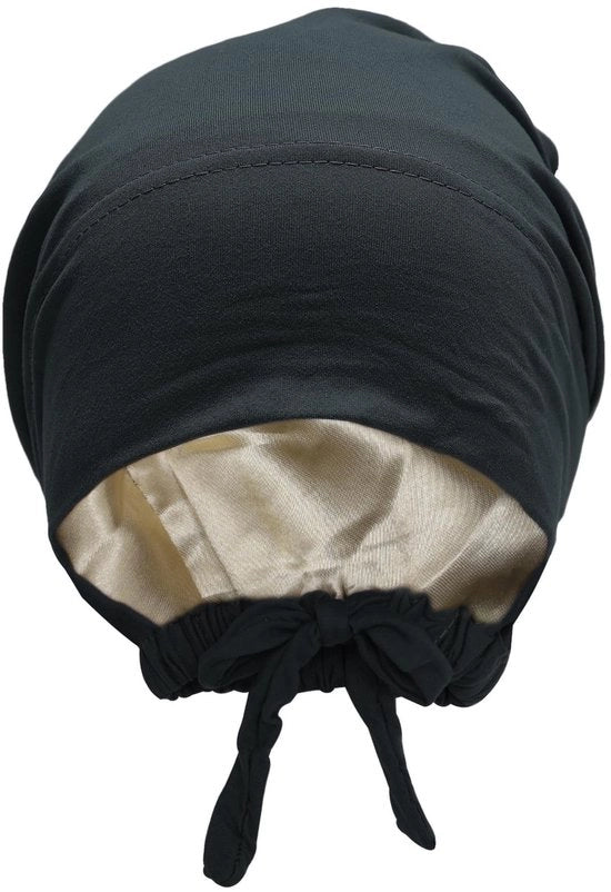 Cappello per capelli Antislip con interna di seta - Chiusura a strappo - Colore uniforme grigio scuro - Unico modello - Circa 58cm di circonferenza capelluta - Cappello per capelli