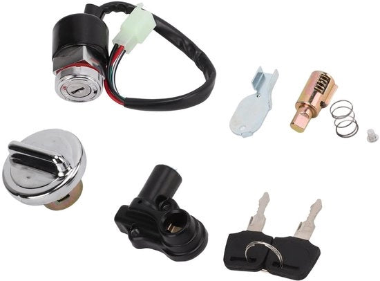 Set di interruttore di sicurezza per gas - Kit di sostituzione - Chiavi - Tappo di scarico - Accensione - Lega di alluminio/ABS - Installazione diretta - Interruttore di accensione