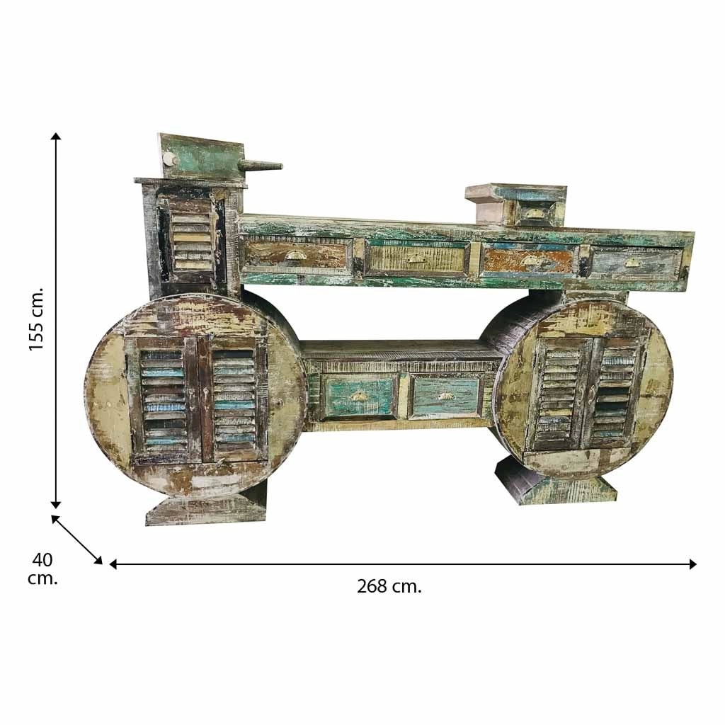 Credenza in legno verde 268x40x155h