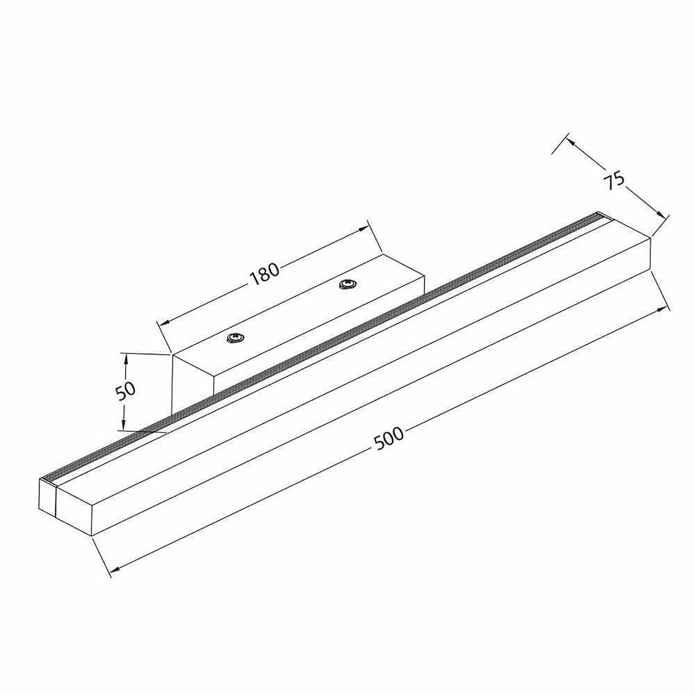 Trade Shop - Applique Moderno Nero Lampada Parete Led 9w 4000k Luce Specchio Bagno Vetro Satinato -