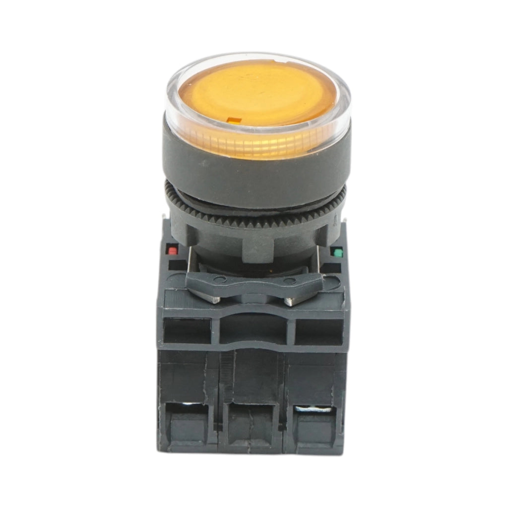 Pulsante con ritorno e segnalazione LED giallo 1NO+1NC, 24V/10A TB5 Breckner Germany