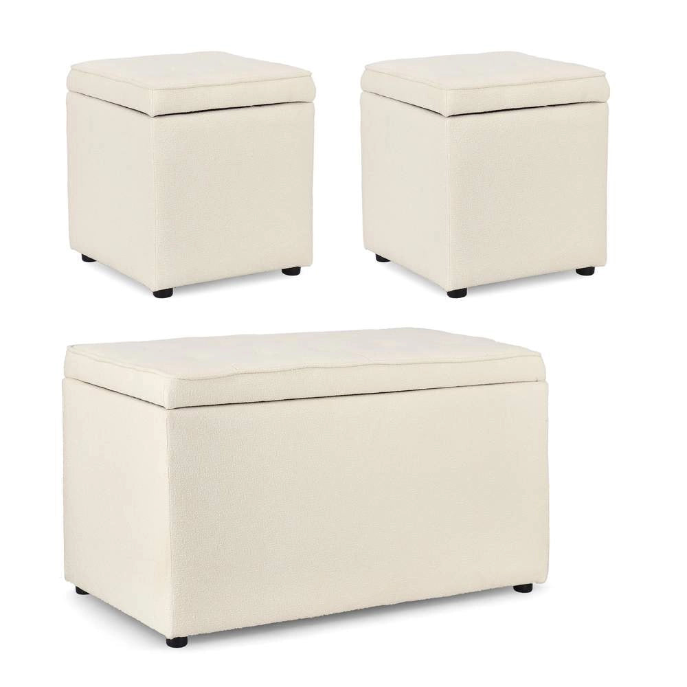 Pouf Contenitore in Legno Bouclé Derrik Bizzotto Colore: Rosa 89 x 89