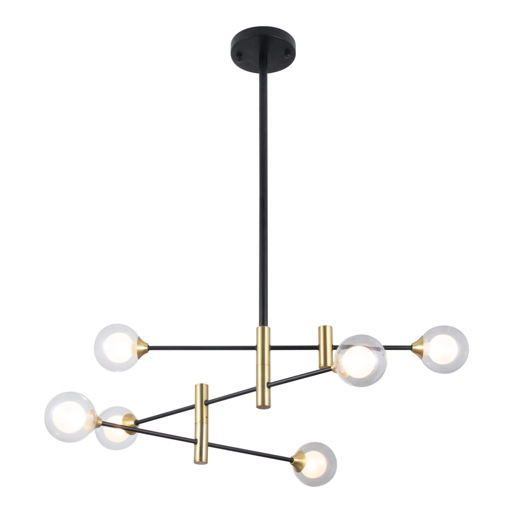 Lampadario Italux Marino moderno nero ottone vetro 6xG9