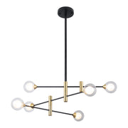 Lampadario Italux Marino moderno nero ottone vetro 6xG9