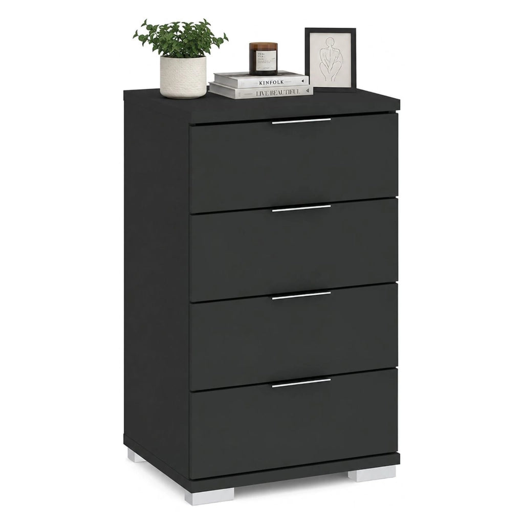 Laka, Cassettiera 4 Cassetti, 46x42x79h cm Nero Antracite