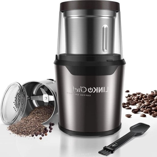 Molitore elettrico per fagioli spezie e erbe - umido e secco - contenitore rimovibile in acciaio inossidabile - capacità di 80 g - 12 tazze - nero