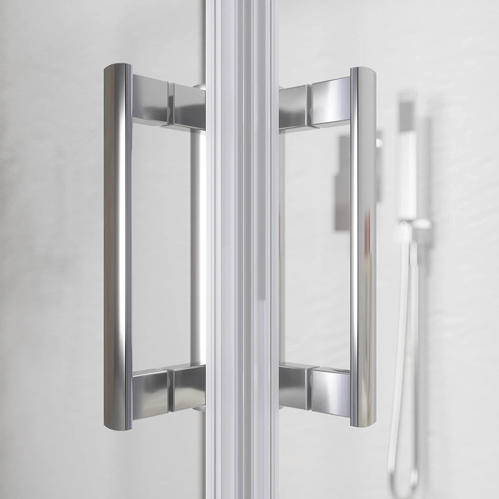 Box doccia cromato 3 lati 80x90x80 cm con doppio scorrevole h190 cm e vetro trasparente 6 mm | Tremiti