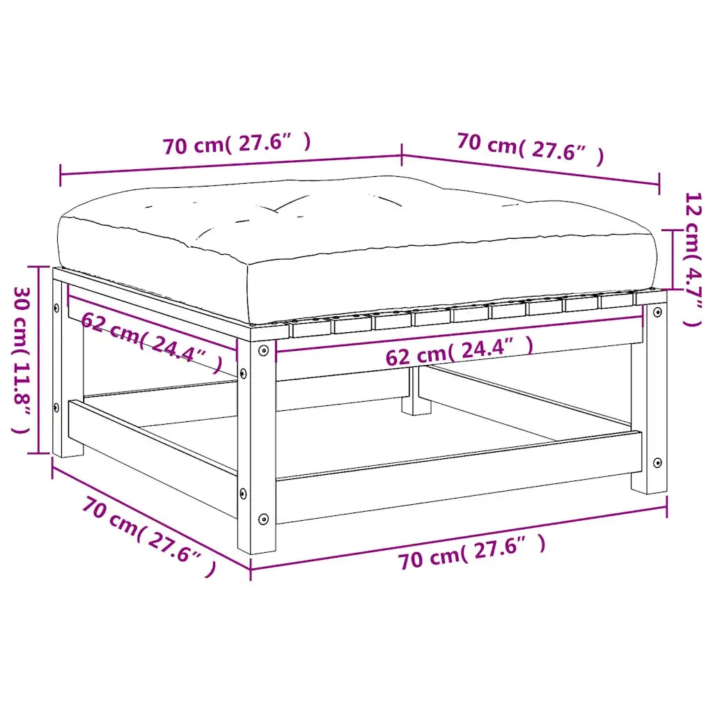 Poggiapiedi Giardino con Cuscini 2 pz Legno Massello di Douglas 838107