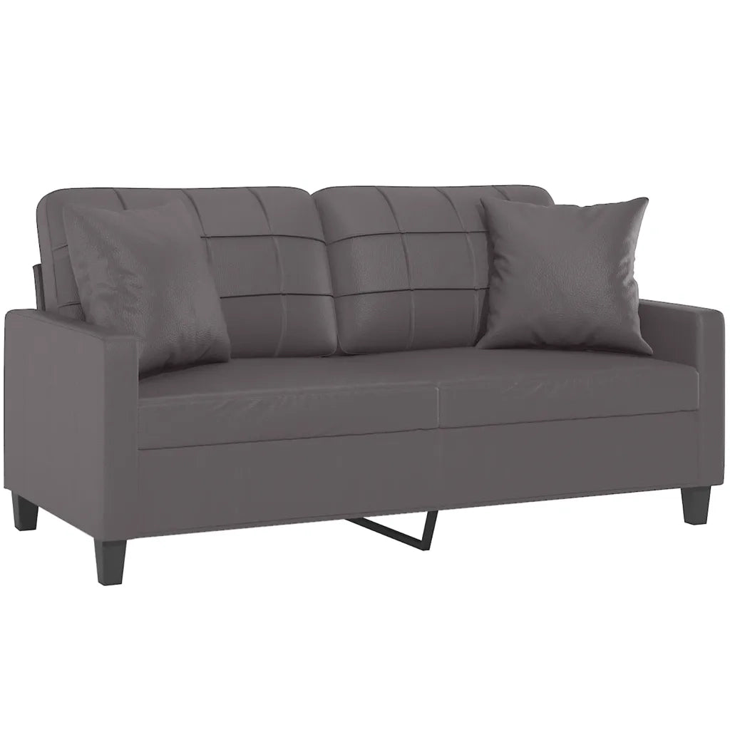 Divano a 2 Posti con Cuscini-Sofa 2 Posti con Cuscini Grigio 140 cm in Similpelle 144626