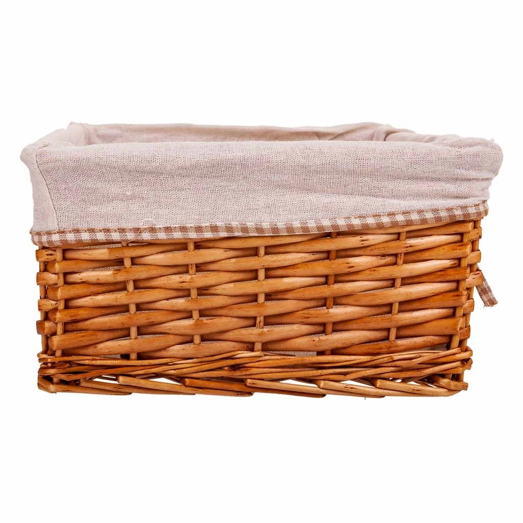 Set di 3 cestini in vimini foderati marroni