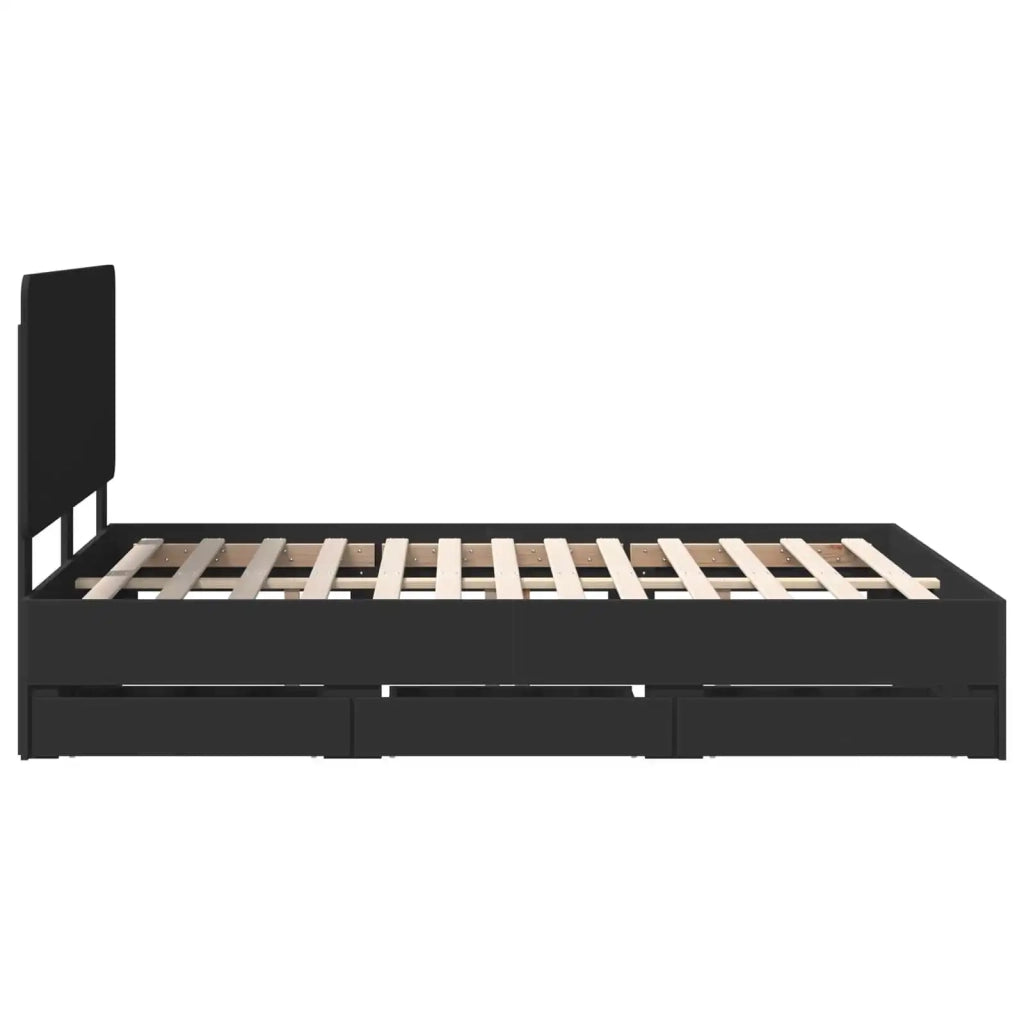 Letto matrimoniale | Letto per adulti | Struttura del letto Nero 160 x 200 cm Legno Ingegnerizzato