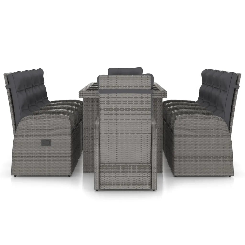 Set da Pranzo da Giardino 11 pz con Cuscini Polyrattan Grigio 3059348