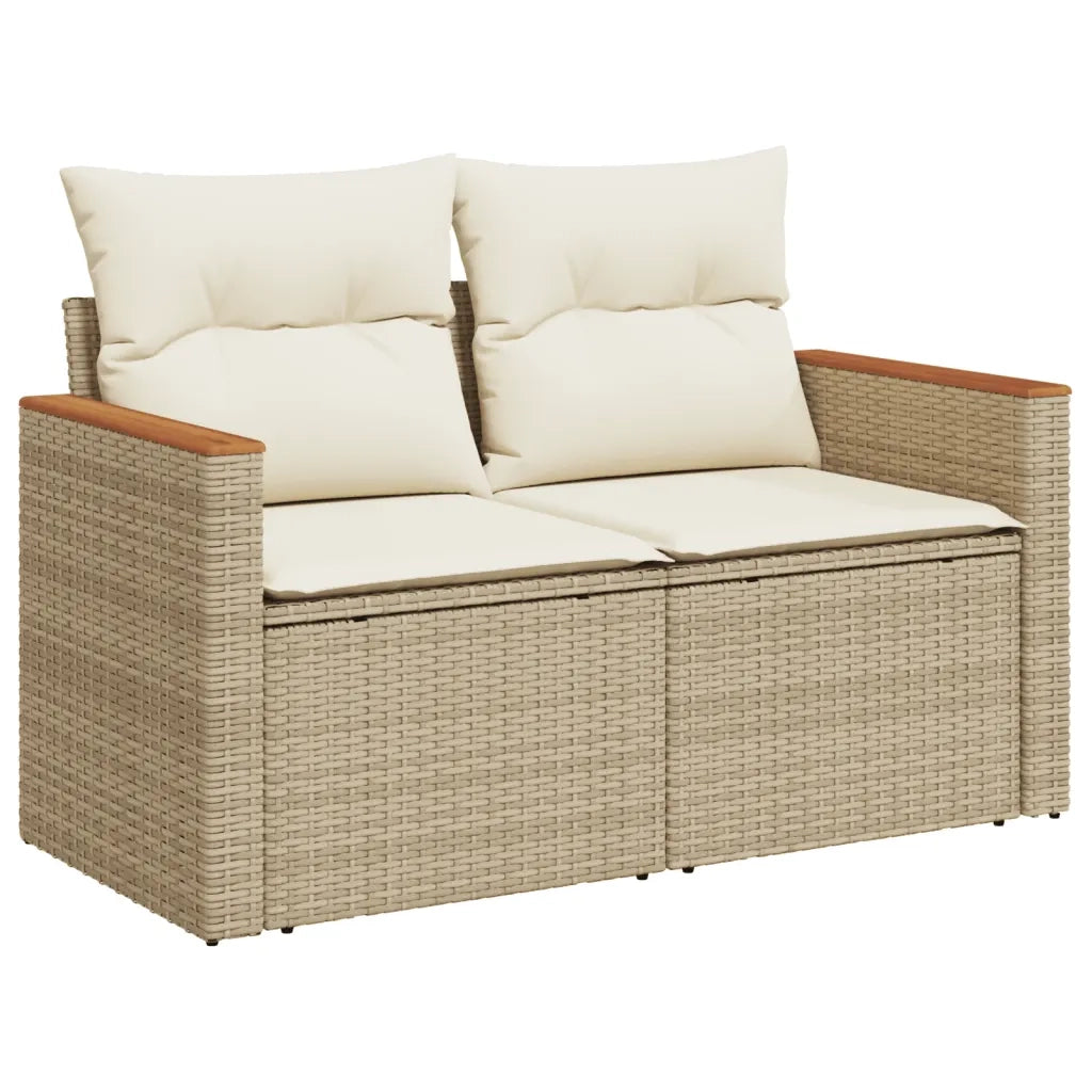 Set Divano da Giardino 6 pz con Cuscini Beige in Polyrattan 3226177