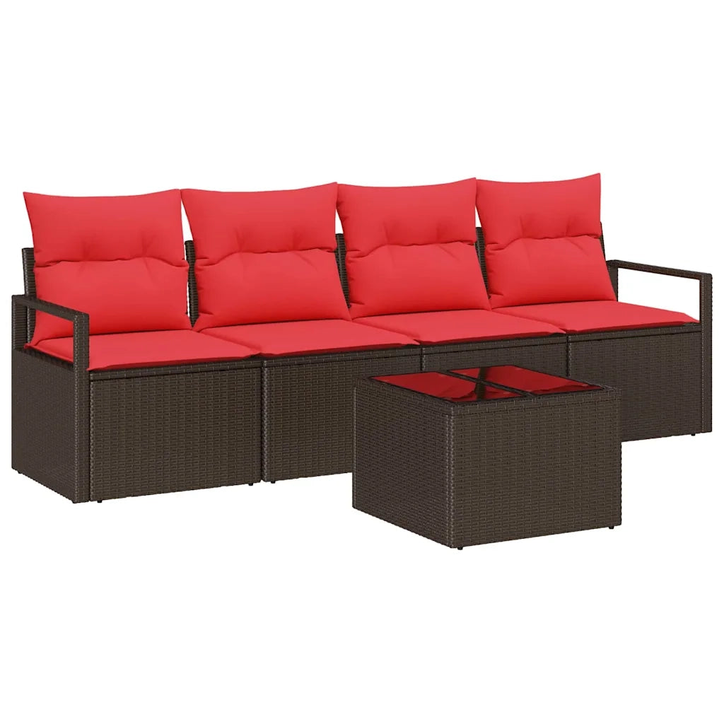 Set di divani 5 pcs Marrone e Rosso polyrattan 3346254