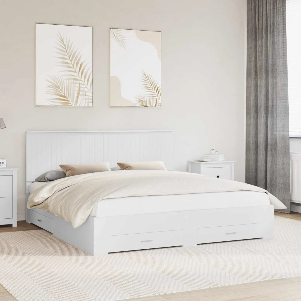 Letto matrimoniale | Letto per adulti | Struttura del letto Bianco 180 x 200 cm Legno multistrato