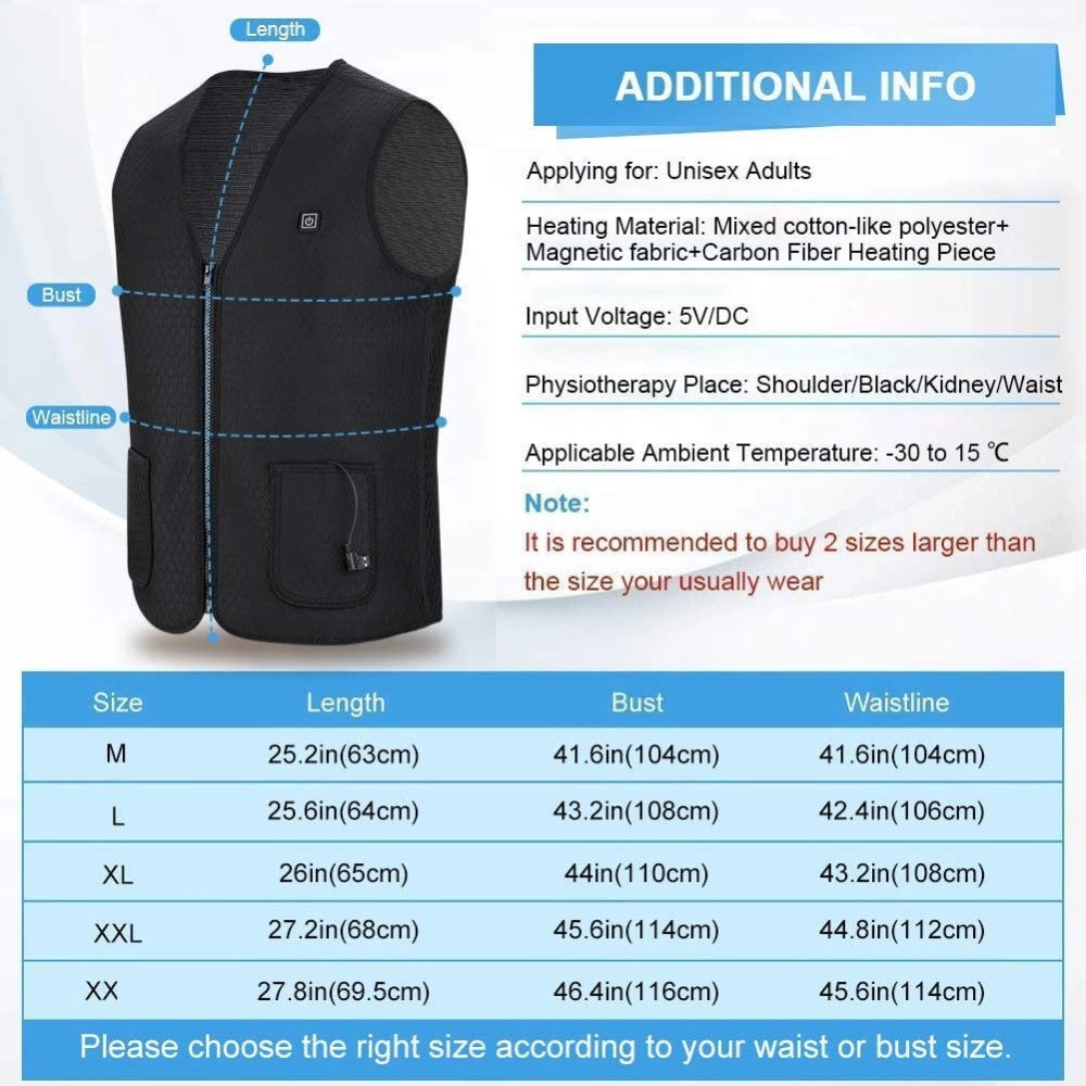 Trade Shop - Gilet Giubotto Riscaldante Usb Riscaldato Giacca Termica Unisex Riscaldamento -    L
