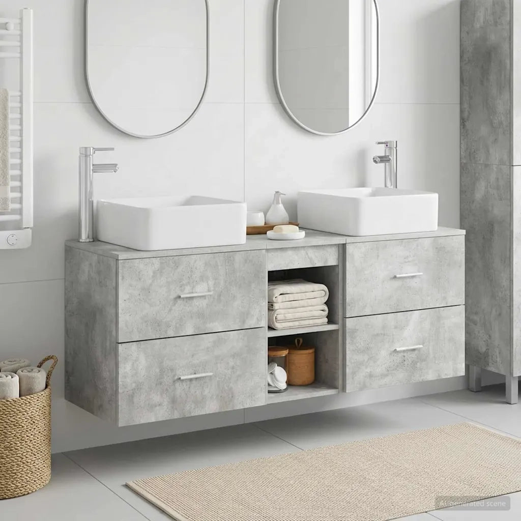 Set di Armadi da Bagno 3 pz Grigio Cemento 49,5 x 41 x 63 cm 3405822